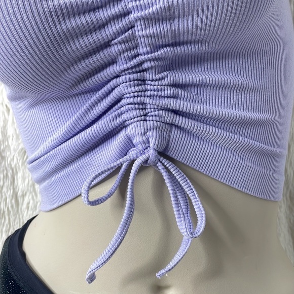 Crop Top Lavender With Ruched Lace - Picture 3 of 4